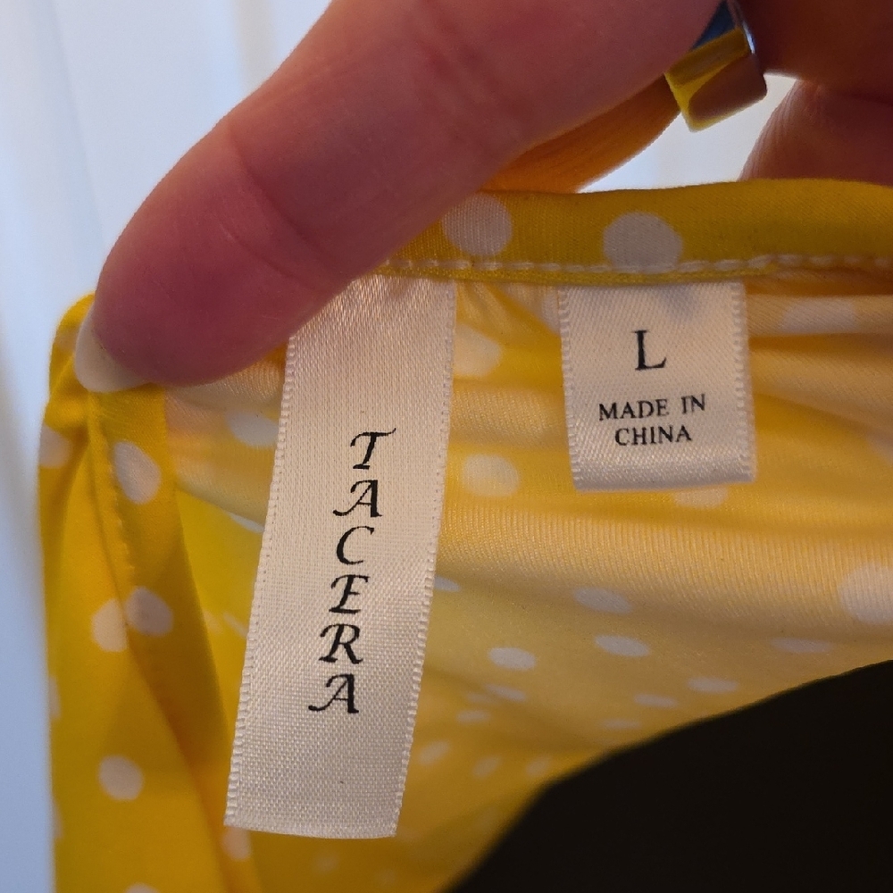 Tacera Yellow Polka Dot Blouse - Picture 6 of 6